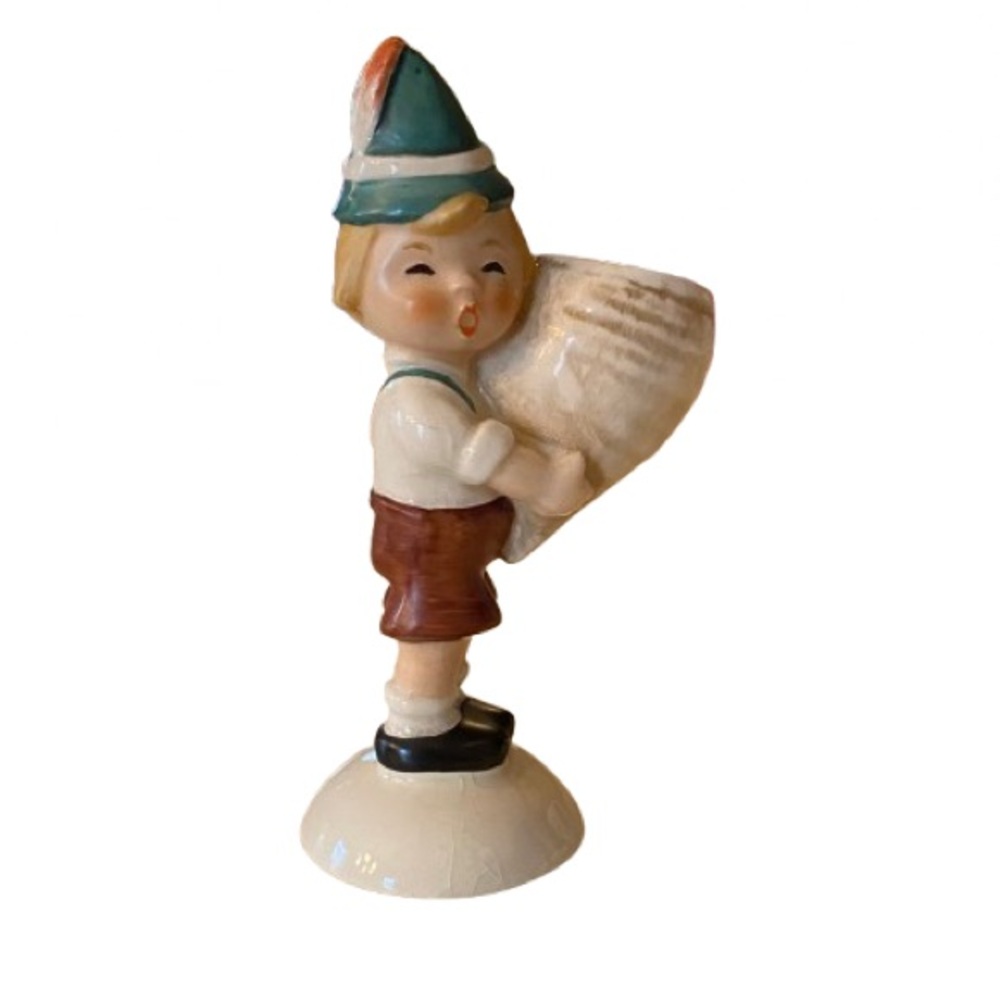 Vintage Goebel Figurine 4.5" Tall Traditional German Boy w/ Mini Planter